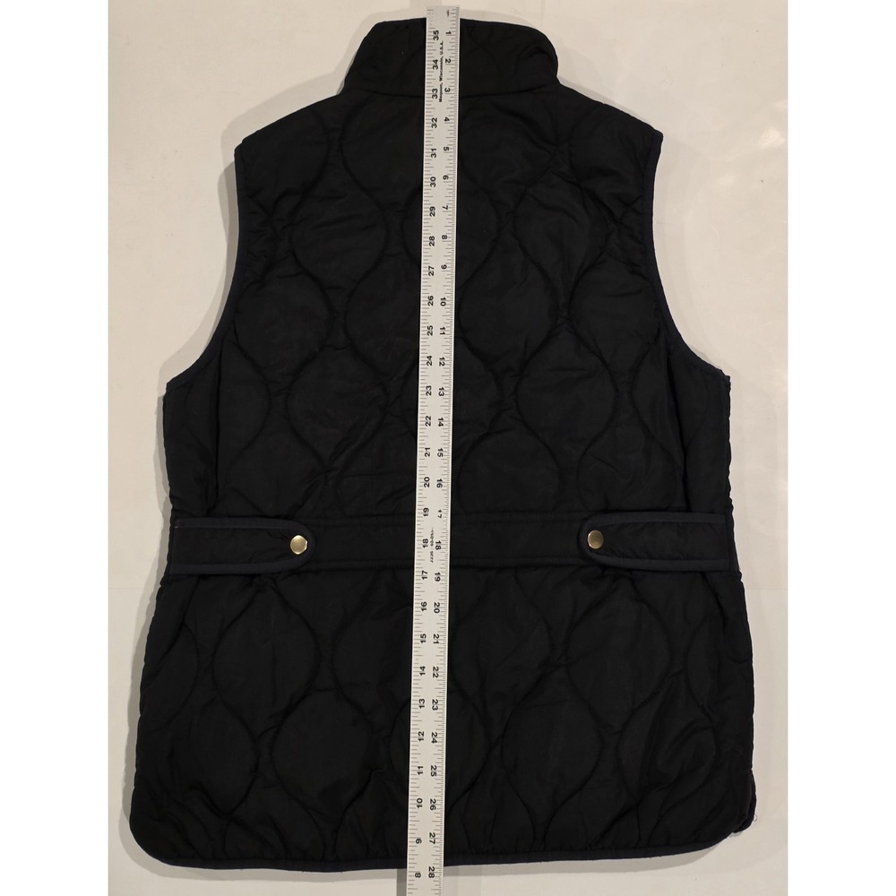 J. Crew Signature Puffer Vest Women's Medium Black Quilted Snap Pockets - Picture 4 of 9